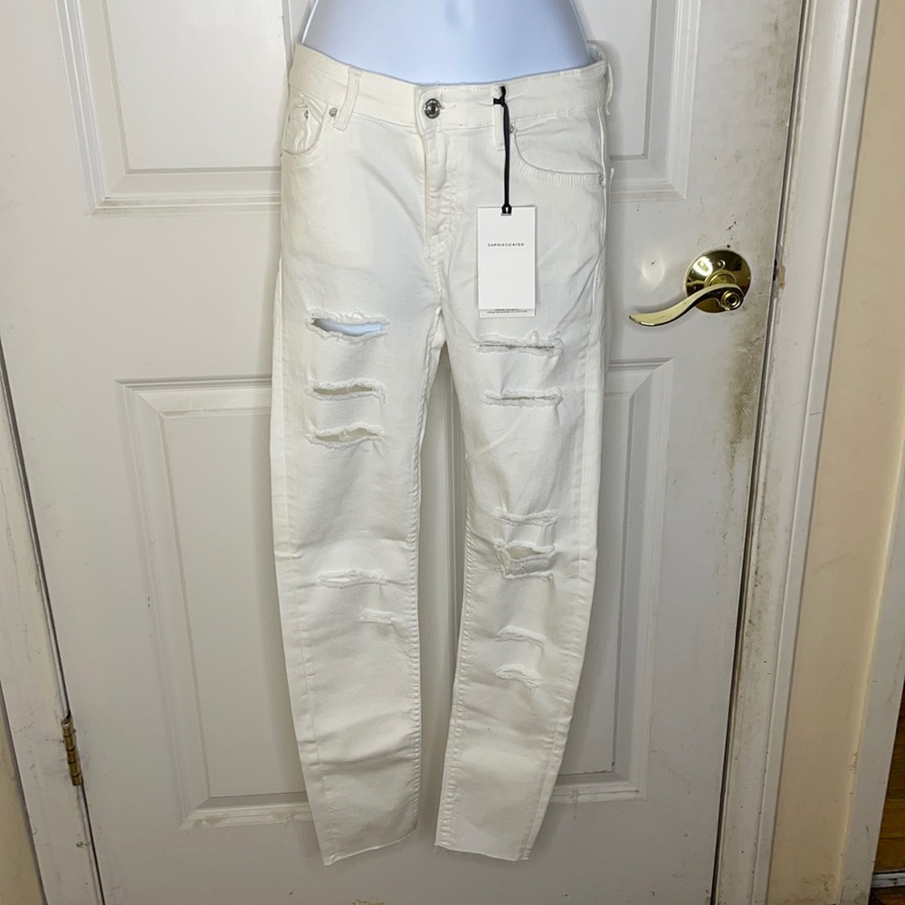 Zara White Jeans with cut out!